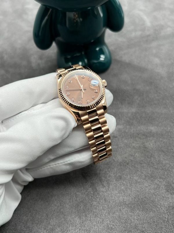 Đồng hồ Rolex Lady-Datejust 279175 Mặt Số Chocolate Nạm Kim Cương Vàng Hồng 18k